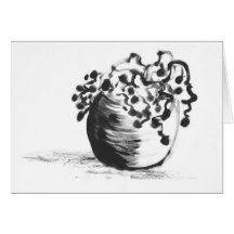 Chinese Ink Brush Potted Plant Blank Card