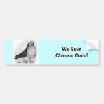 Chinese Owl Ink Drawing Bumper Sticker