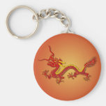 Chinese Red And Gold Dragon Keychain
