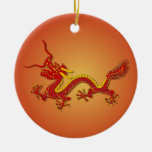 Chinese Red And Gold Dragon Ornament