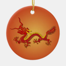 Chinese Red And Gold Dragon Ornament