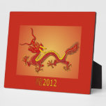 Chinese Red And Gold Dragon Plaque