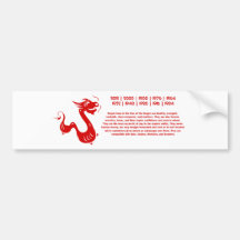 CHINESE ZODIAC DRAGON PAPERCUT ILLUSTRATION BUMPER STICKERS