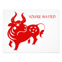 CHINESE ZODIAC OX PAPERCUT ILLUSTRATION CUSTOM INVITES