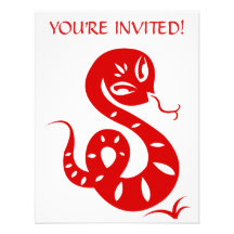 CHINESE ZODIAC PAPERCUT SNAKE ILLUSTRATED SHIRT CUSTOM INVITES