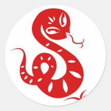 CHINESE ZODIAC PAPERCUT SNAKE ILLUSTRATED SHIRT STICKERS