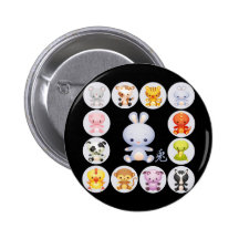 Chinese Zodiac Year of the Rabbit Button