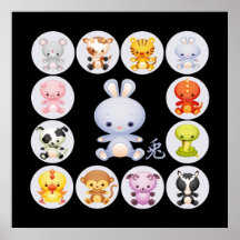 Chinese Zodiac Year of the Rabbit Poster