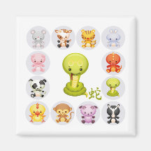 Chinese Zodiac Year of the Snake v2 Magnets