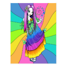 "Chloe" Rainbow Peace Hippie Fairy Postcard
