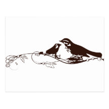 Chocolate Brown Lovebirds-Wedding Save the Date Postcard