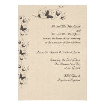 Chocolate Butterflies on Linen Invitation