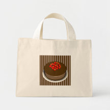 Chocolate Cake with Strawberries, striped  - Tote Bag