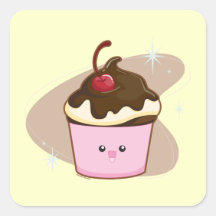 Chocolate Cherry Cupcake Stickers