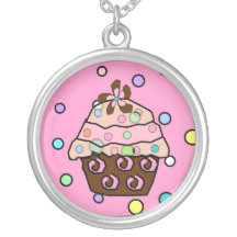 Chocolate Cupcake polka dot necklace/pendant