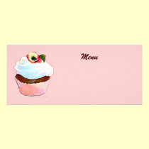 Chocolate Cupcake with Pansy Menu rack cards