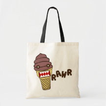 Chocolate Ice Cream Monster RAWR Canvas Bag