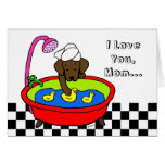 Chocolate Labrador and Ducks Cartoon Greeting Cards
