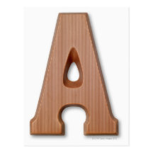 Chocolate letter a postcard