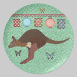 Chocolate & Pink Wallaby Green Plate plates