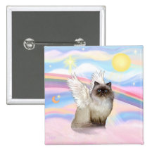 Chocolate Point Himalayan Cat  Angel Button