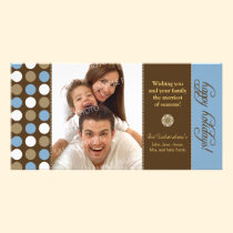 Chocolate Polkadots Holiday Photocard (blue) photo cards