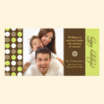 Chocolate Polkadots Holiday Photocard (lime) photo cards