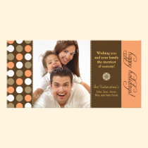 Chocolate Polkadots Holiday Photocard (peach) photo cards