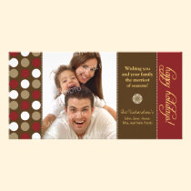 Chocolate Polkadots Holiday Photocard (red) photo cards