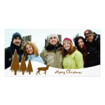 Chocolate Trees & Deer  Merry Christmas Customised Photo Card