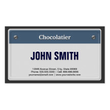 Chocolatier Cool Car License Plate Business Card Template