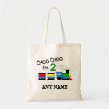 Choo Choo I'm 2!  With TRAIN Tote Bag
