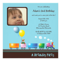 Choo Choo Train - Birthday party invitation(blue)