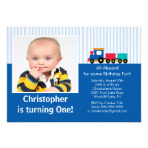 Choo Choo Train Photo Birthday Invitation