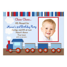 Choo Choo Train Photo Birthday Party Invitations