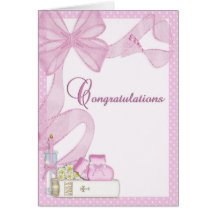 Christening Baptism Pink Congratulations Card