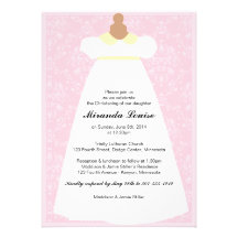 Christening Gown (Pink) Baptism Invitation
