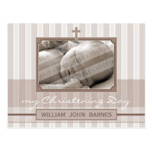 CHRISTENING INVITATION :: stylish stripe 2 Postcards