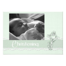 Christening Mint Green Invitation