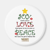 Christian Christmas Joy Love and Peace Magnet