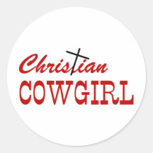 Christian Cowgirl Round Stickers