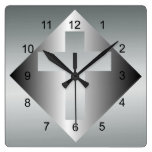 Christian Cross in Silver Colour Clock