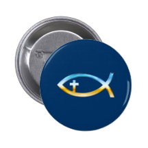 Christian Fish Symbol with Crucifix - Sky & Ground Buttons