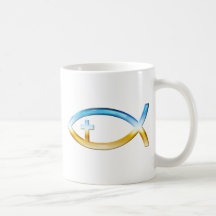 Christian Fish Symbol with Crucifix - Sky & Ground Mugs