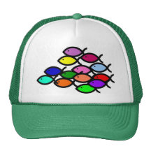 Christian Fish Symbols - Rainbow School Mesh Hats