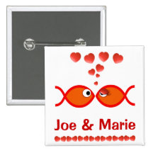 Christian Valentine Symbols - Orange v1 Pinback Button