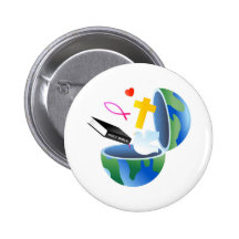 Christian World Pinback Button