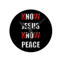 Christianity Know Jesus Know Peace Round Wallclock