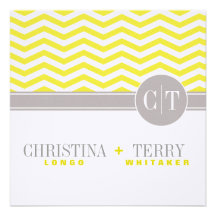 Christina's Chic Chevron Save the Date | yellow Personalized Invitation
