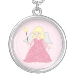 Christmas Angel Pendant Cute Pink Art Necklace